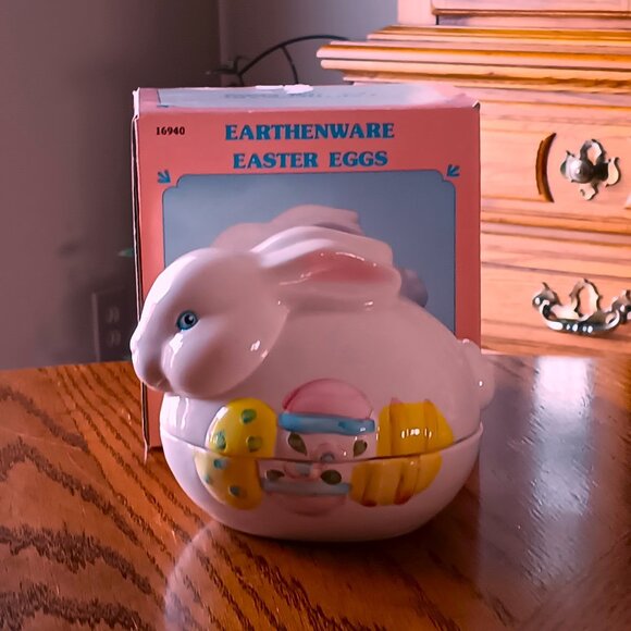 Other - Vintage Earthenware Easter Decor (Rabbit with Easter Eggs)